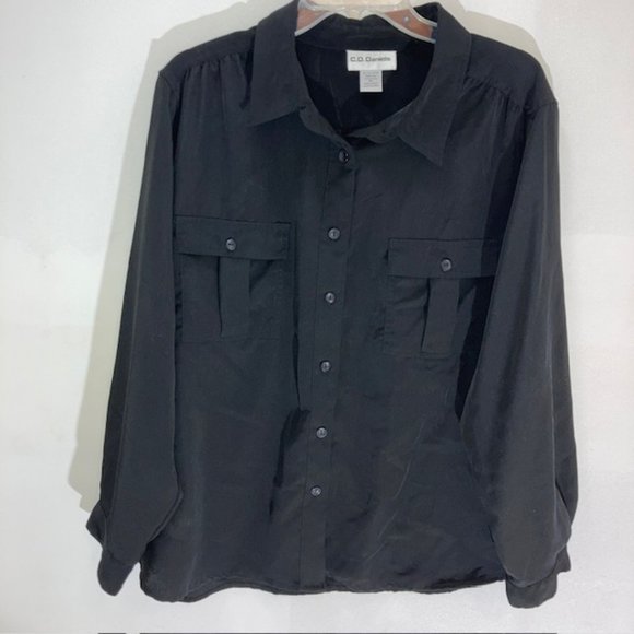 C. D. DANIELS BLACK LONG-SLEEVED BUTTON DOWN 2 POCKET SHIRT PLUS 3X - Picture 1 of 6